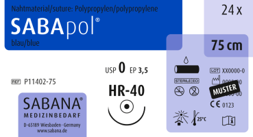 Polypropylen Nahtmaterial - USP 0 EP 3.5 HR-40 - 24 Stück