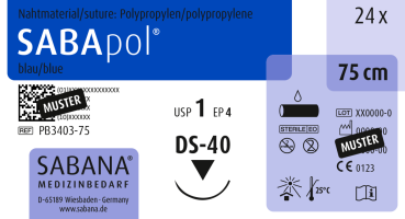 Polypropylen Nahtmaterial - USP 1 EP 4 DS-40 - 24 Stück
