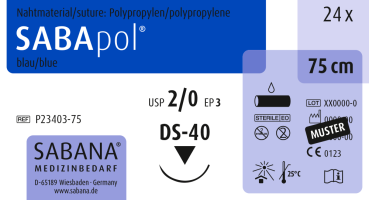 Polypropylen Nahtmaterial - USP 2-0 EP 3 DS-40 - 24 Stück