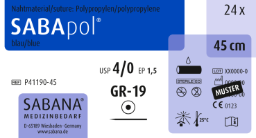 Polypropylen Nahtmaterial - USP 4-0 EP 1.5 GR-19 - 24 Stück