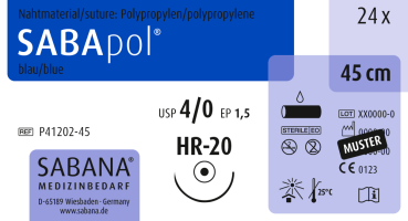 Polypropylen Nahtmaterial - USP 4-0 EP 1.5 HR-20 - 24 Stück